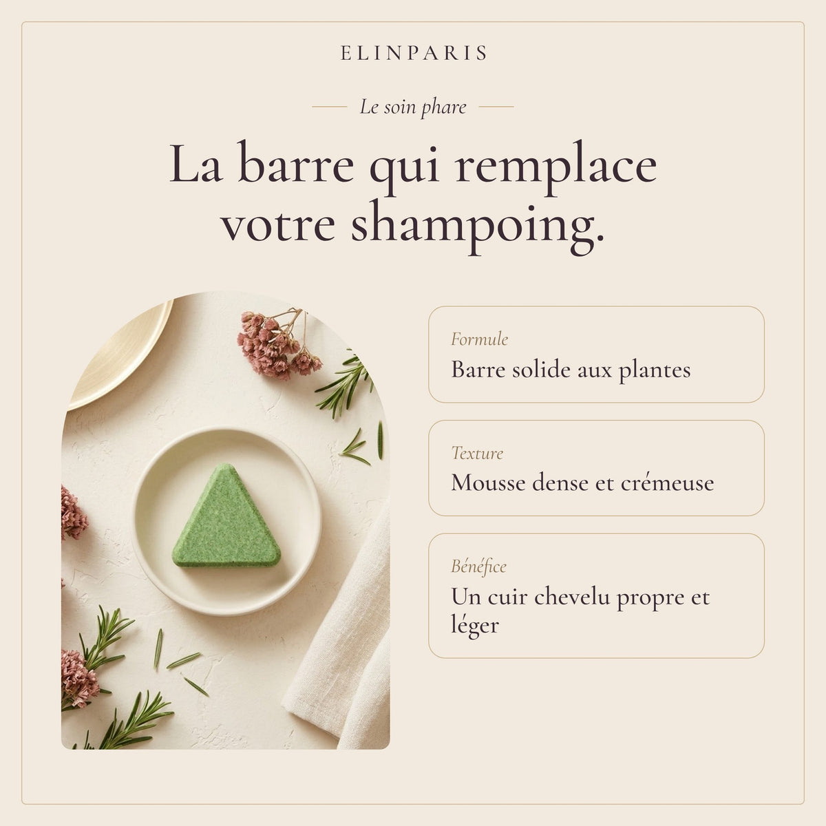 Barre solide aux plantes, mousse crémeuse : la barre qui remplace le shampoing